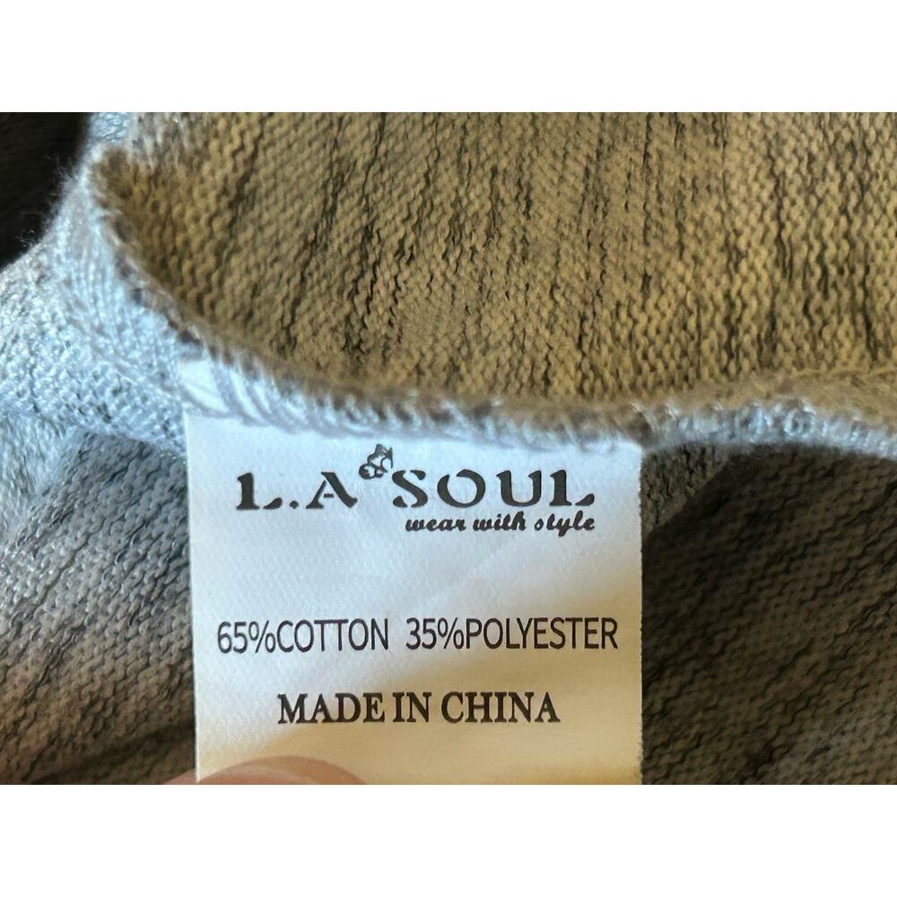 L.A. Soul Women's Gray Mushroom Print Pullover Hoodie w/ Pockets Size L - Picture 5 of 7